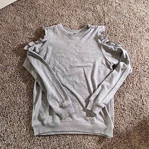 Cold Shoulder Sweatshirt with Ruffle Detail
